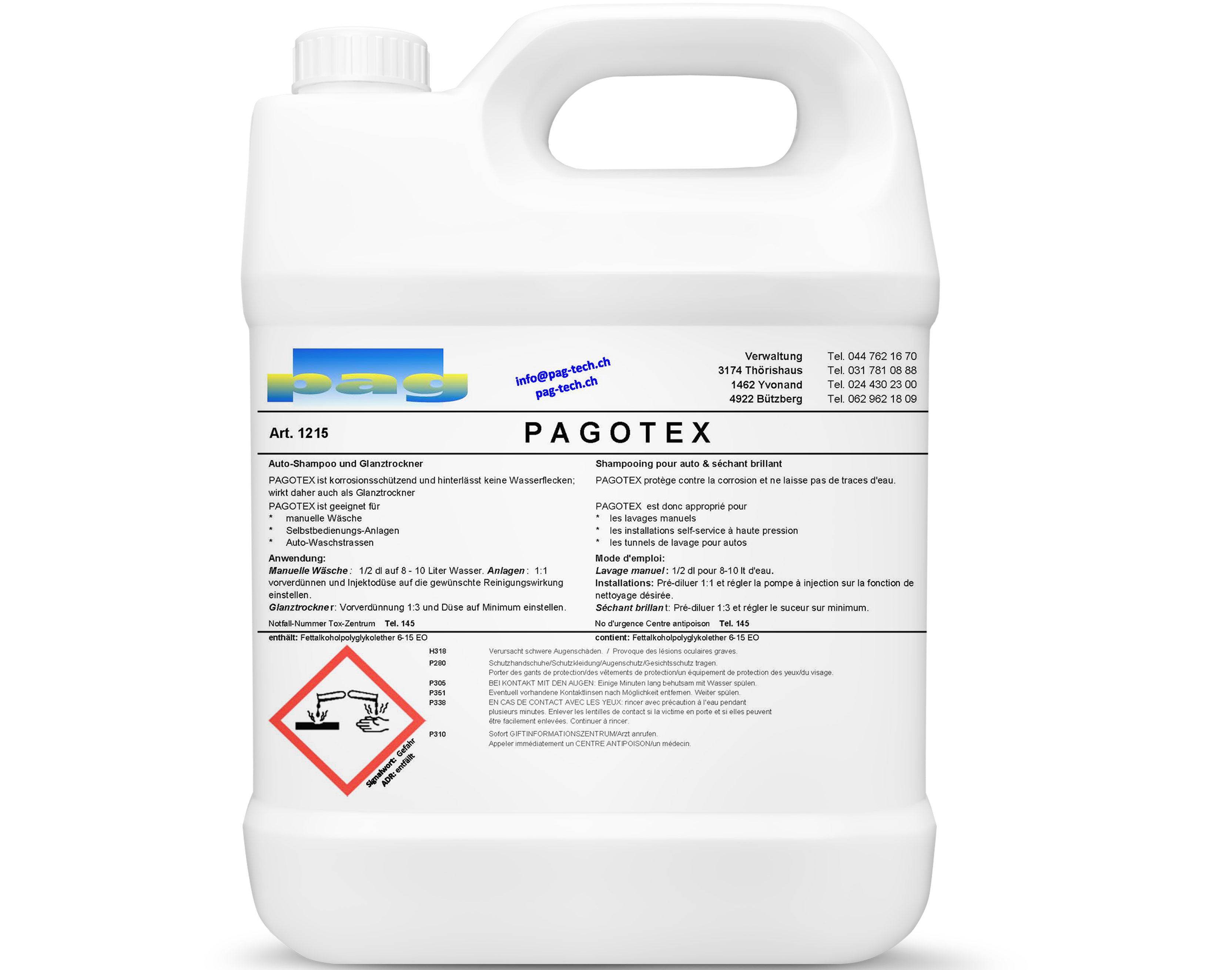 Fahrzeugpflege PAGOTEX, 10 l, Autoshampoo und Glanztrockner