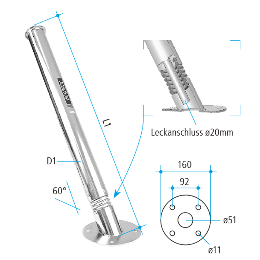 MOSMATIC Lanzenhalter Bodenmontage 705 mm