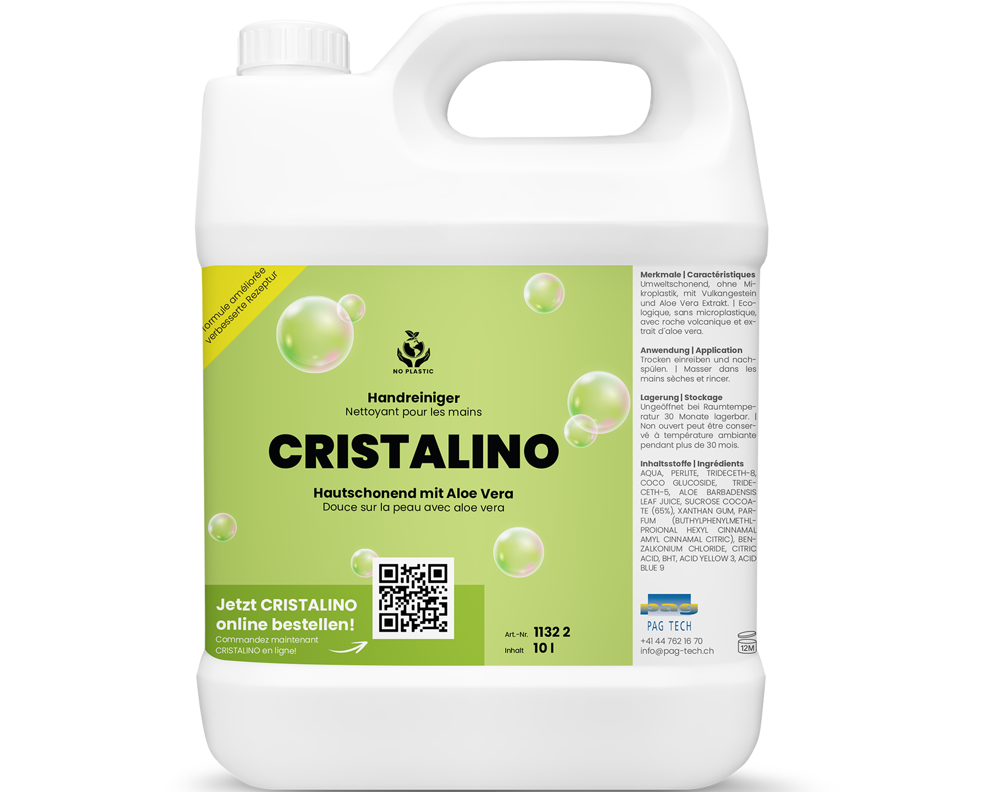 Handreiniger CRISTALINO, 10 l, Hautschonend mit Aloe Vera 